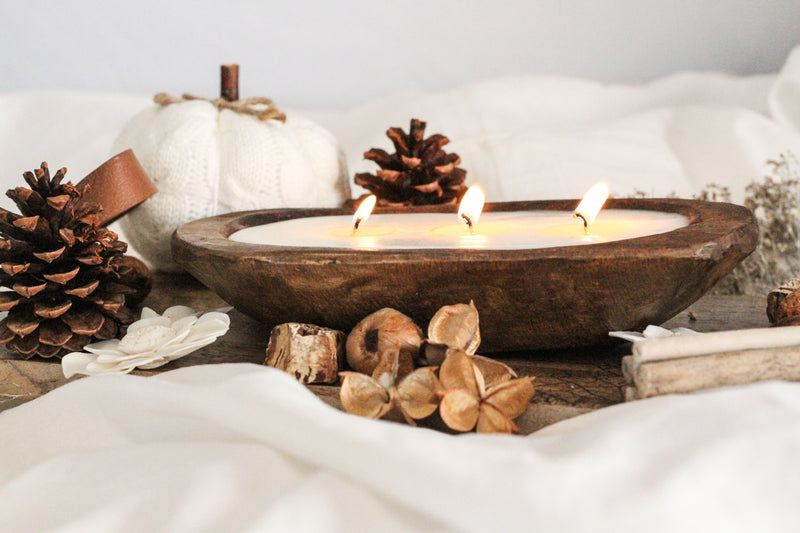 Rustic Purification Wood Bowl Candle
